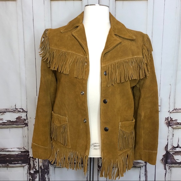 Deerskin Trading Post Jackets & Blazers - Vintage DEERSKIN TRADING fringe tan leather jacket